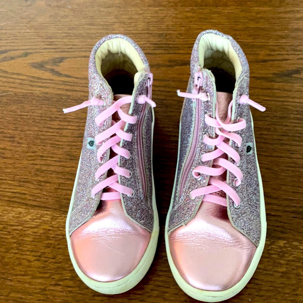 Pink glitter leather high top